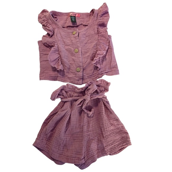 paper doll Other - Paper Doll Mauve Cotton Muslin Top & Shorts Set Toddler Girls Size‎ Medium 10/12